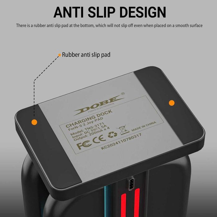 WUXIDIXI Зарядна станция контролери Nintendo Switch 2 Joy-Con, черна