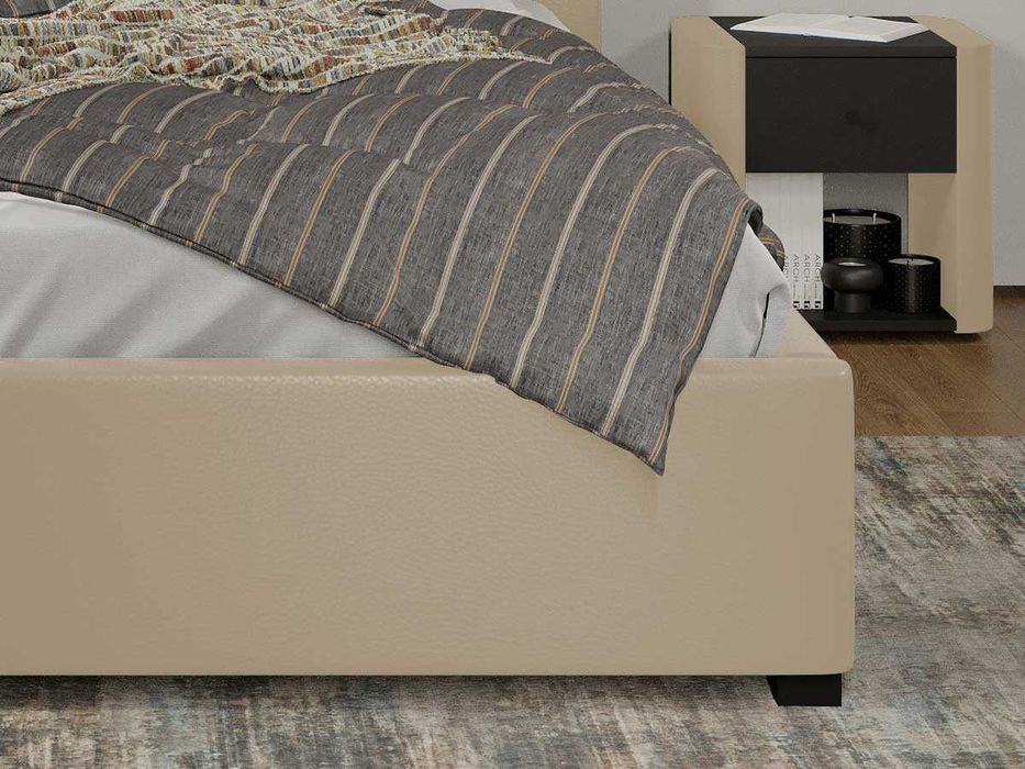 Pat tapitat Cico fix 170 x 114 C1 din piele/stofa Crem Nube 4