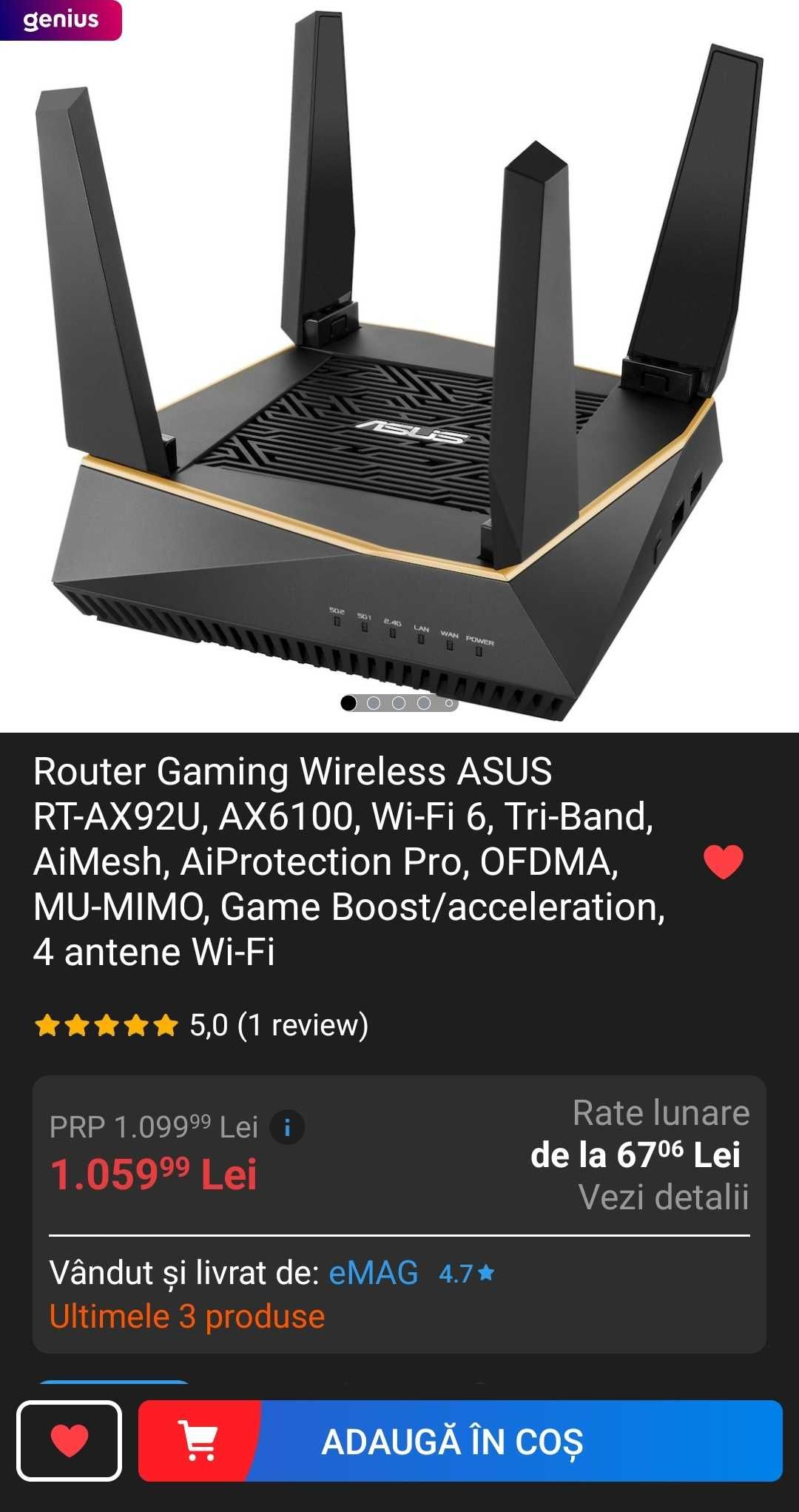 ASUS router AX-92U WIFI 6