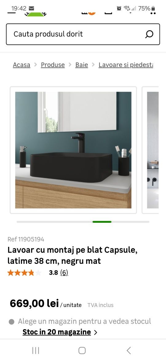 Lavoar negru mat
