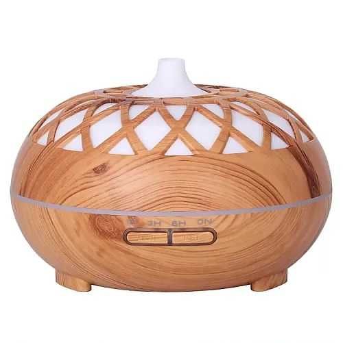 Ефектен дифузер с дървесен дизайн, дистанционно и 7 цвята