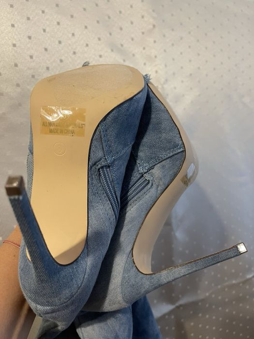 Дънкови високи ботуши