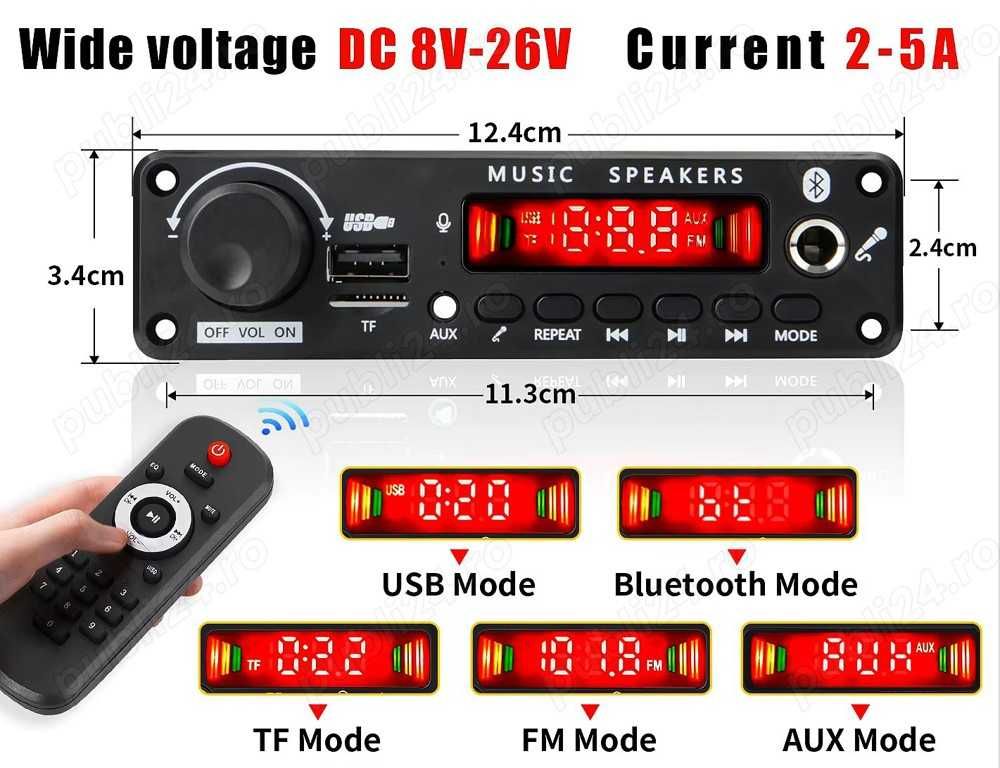 Modul decodor Bluetooth cu telecomanda, amplificator integrat 2 modele