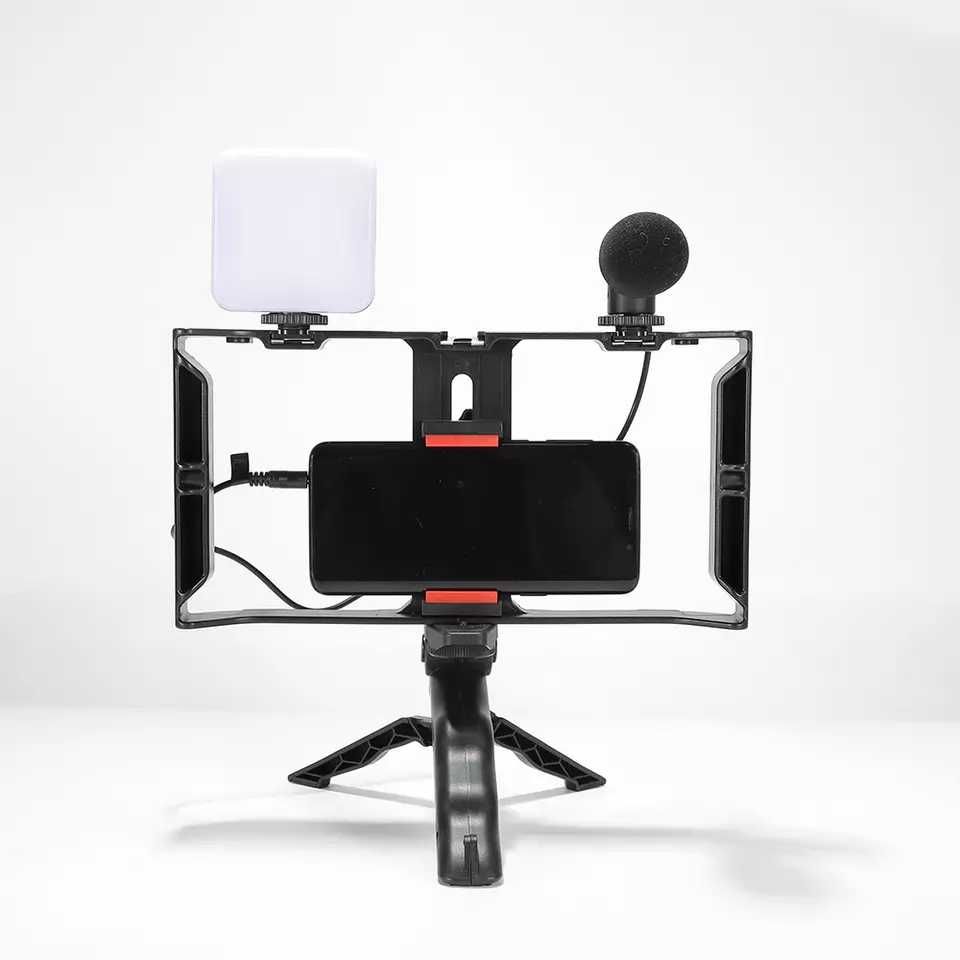 Клетка для телефона ( стабилизатор ) для видеографов + микрофон + свет