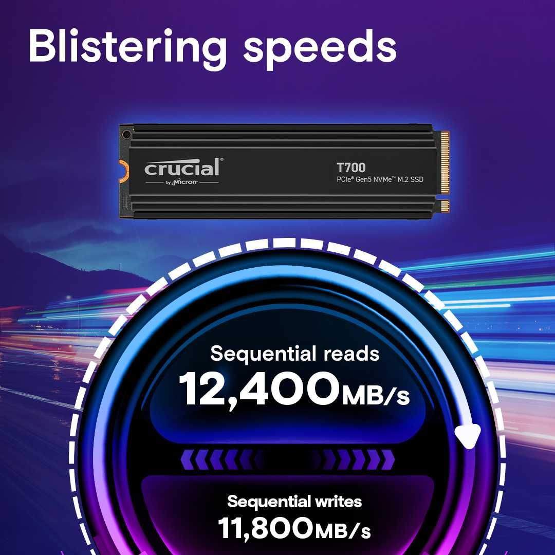 Crucial T700 2TB PCIe Gen5 NVMe M.2 SSD 12400 MB/s
