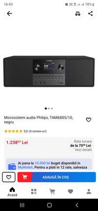 Microsistem audio Philips, TAM6805/10, bluetooth internet radio etc