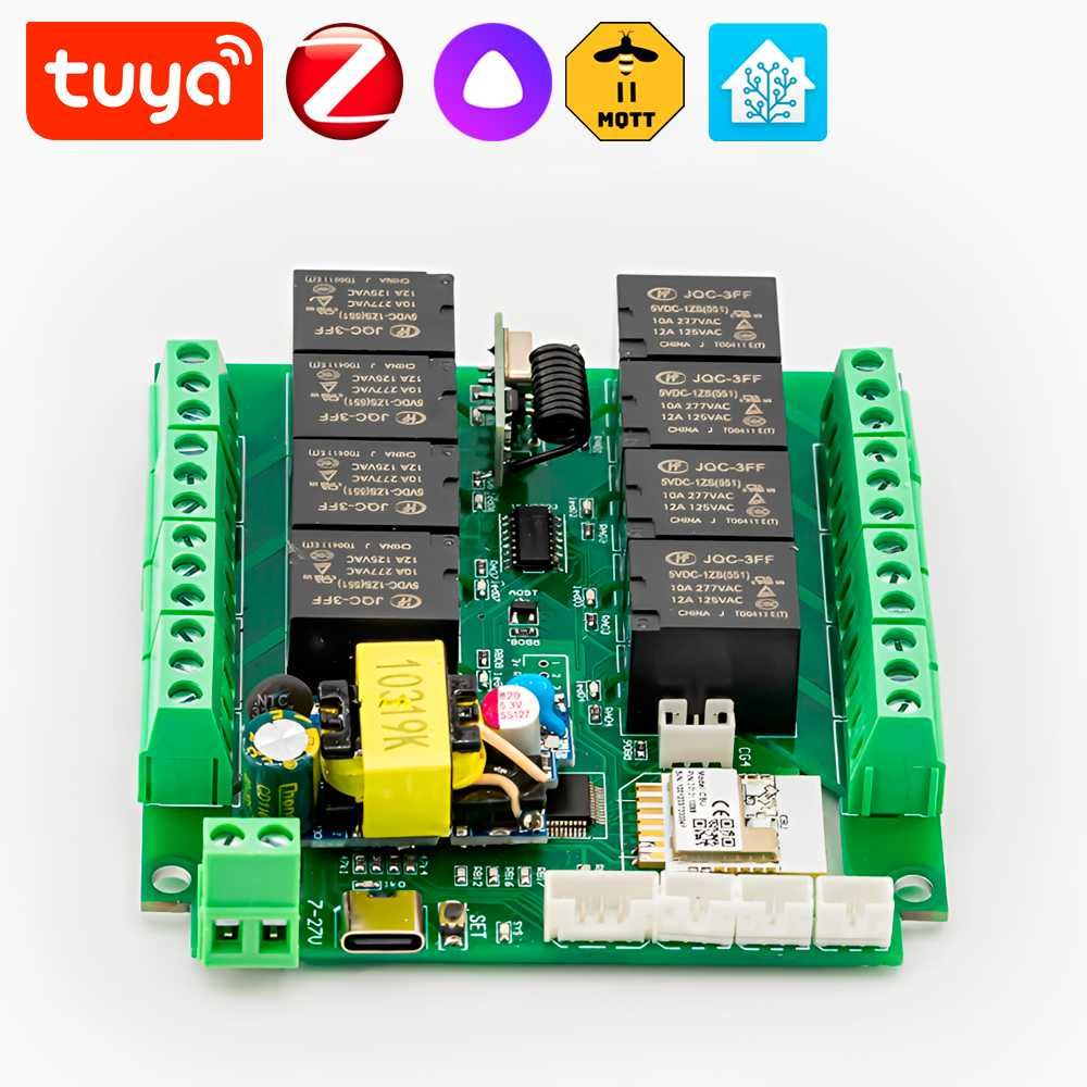 8х Канальный ZigBee модуль Tuya с поддержкой подключения датчиков