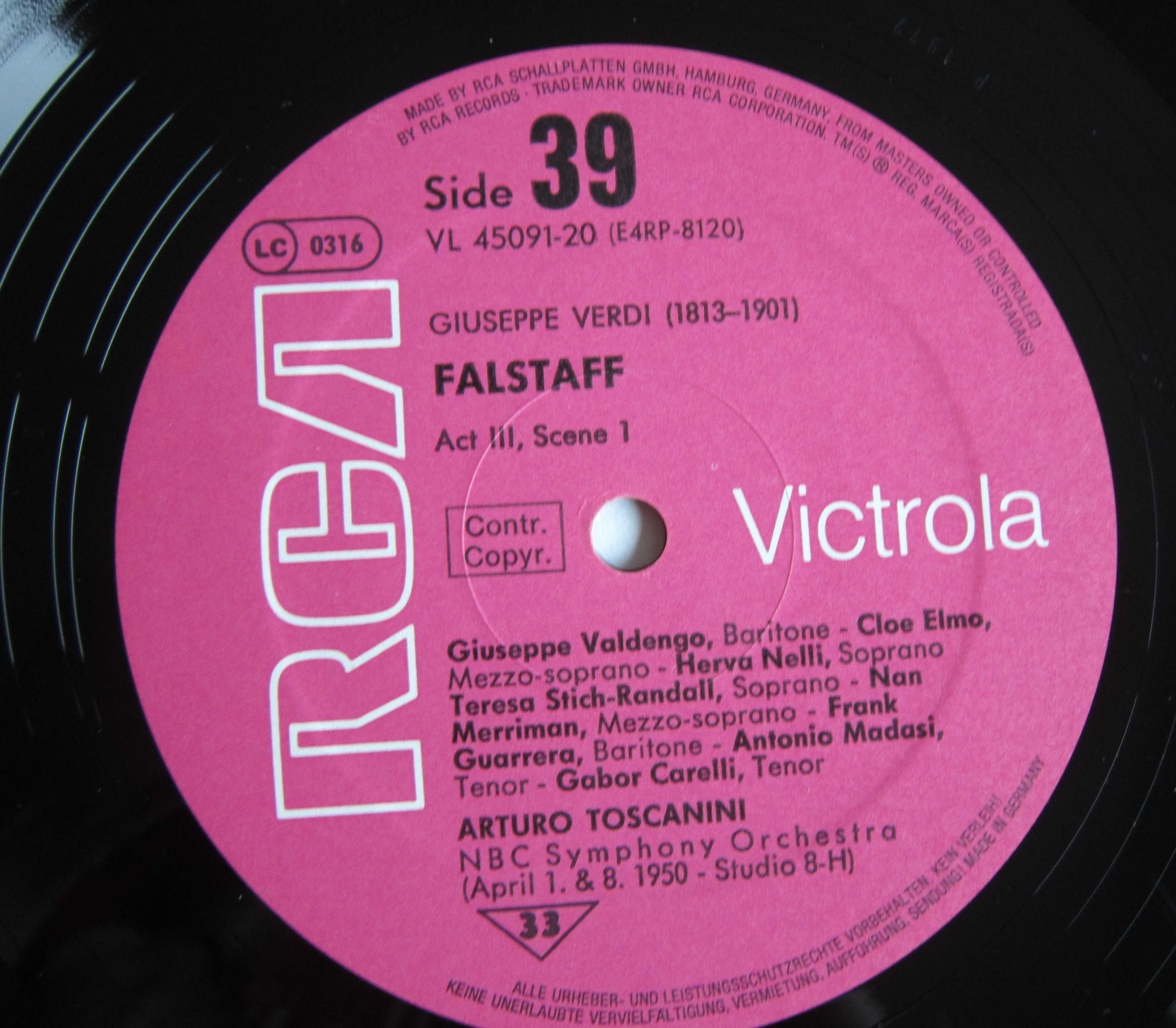 vinil rar Verdi - Falstaff dir. Arturo Toscanini 3LP Germany 1972
