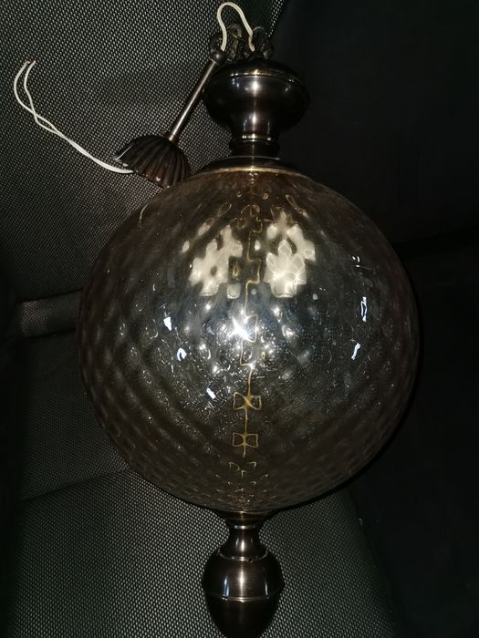 Lustra / plafoniera vintage bronz glob sticla murano