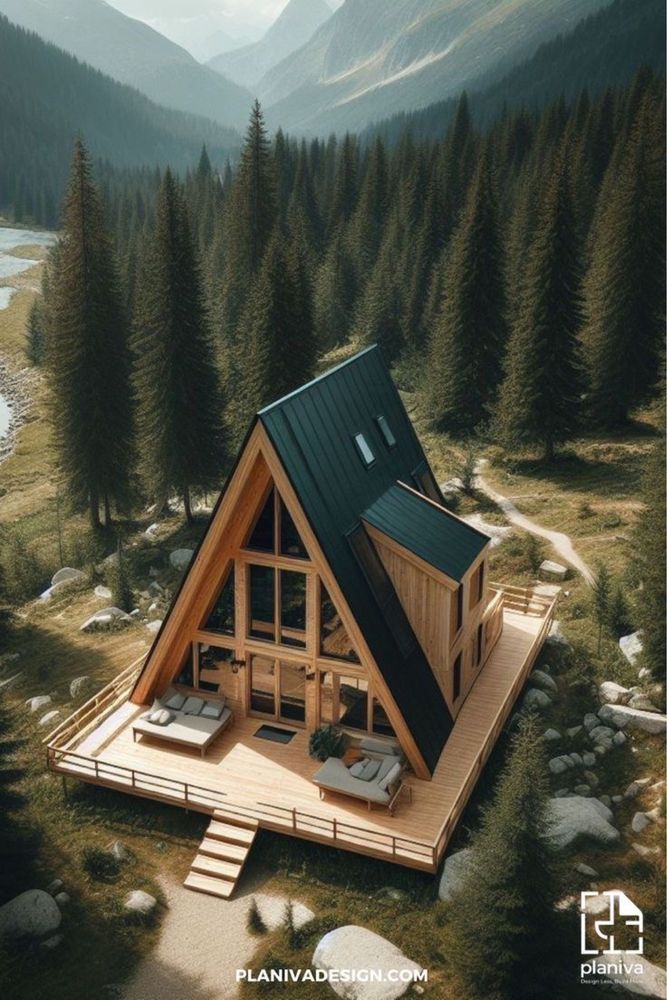 Vand cabane din lemn A-frame