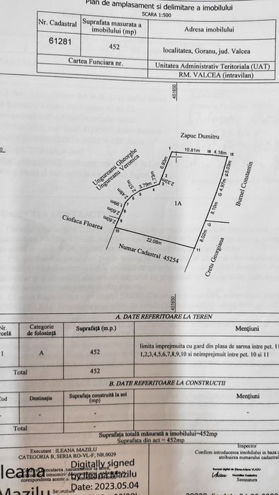Teren de vanzare Rm.Valcea cart.Goranu