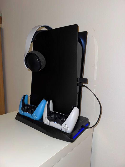 Carcasa pentru PS5 Blu-Ray, SteelDigi, Azure Scalp, Plastic, Negru