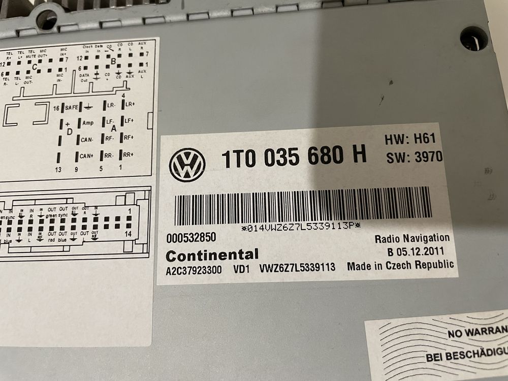 Vand radio Navi VW RNS 510 LED bricked