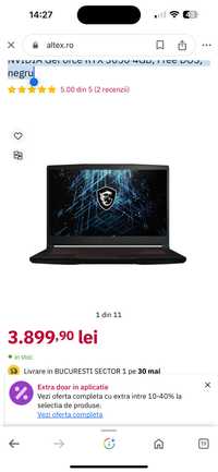 Laptop Gaming MSI Thin GF63 i7 16 gb 512 ssd nvidia 3050