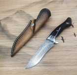 Cutit japonez Komodo Skin, lama Damasc 67 straturi, teaca piele taur