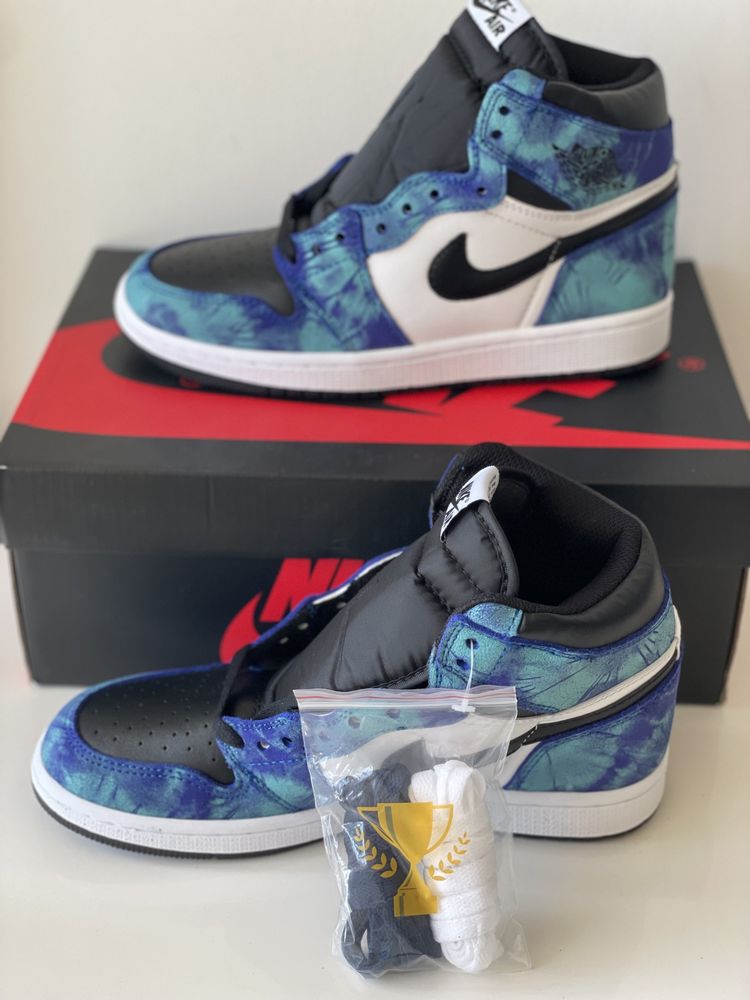 Air Jordan 1 Retro High Tie Dye Nike 4 UNC Patent Black og