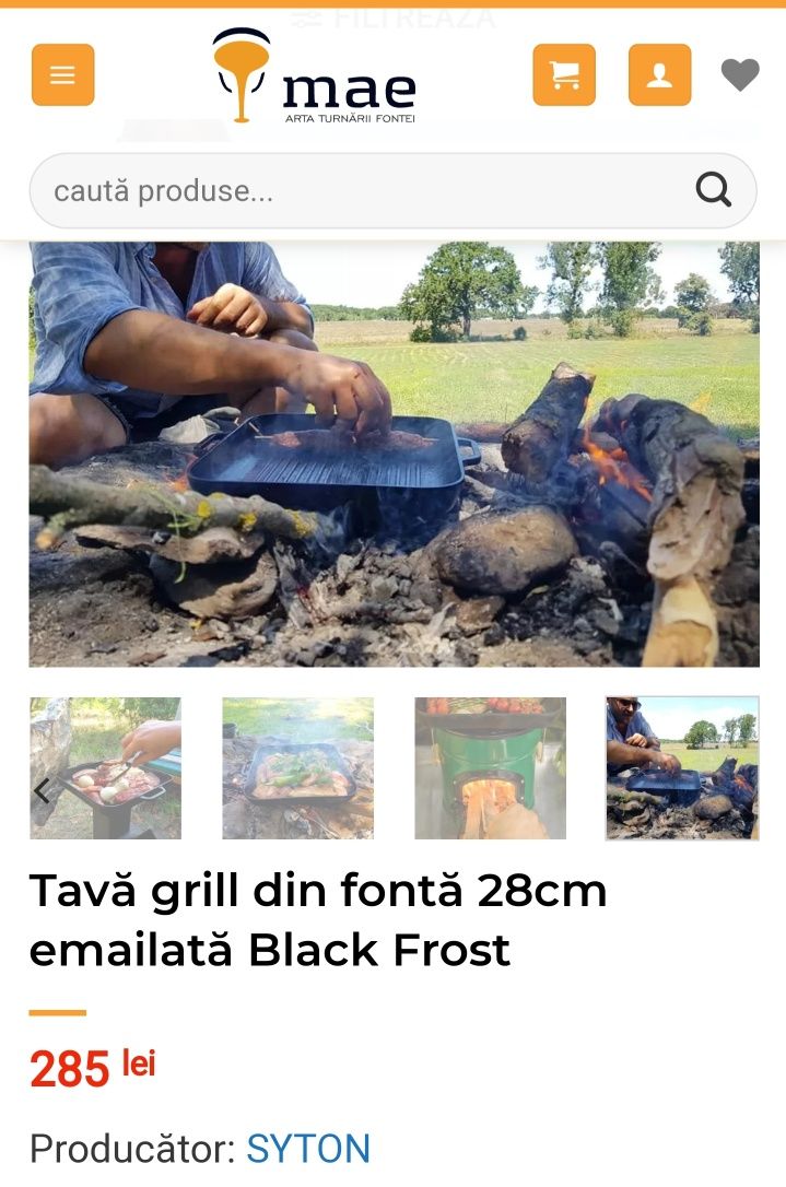 Tava/tigaie grill din fontă 28cm emailată