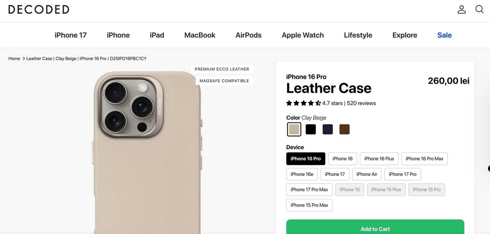 Vand husa piele Decoded iPhone 16 PRO noua