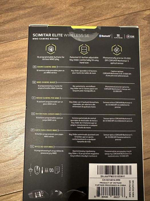 Mouse gaming Scimitar Elite SE wireless, 33000 DPI, gun-metal