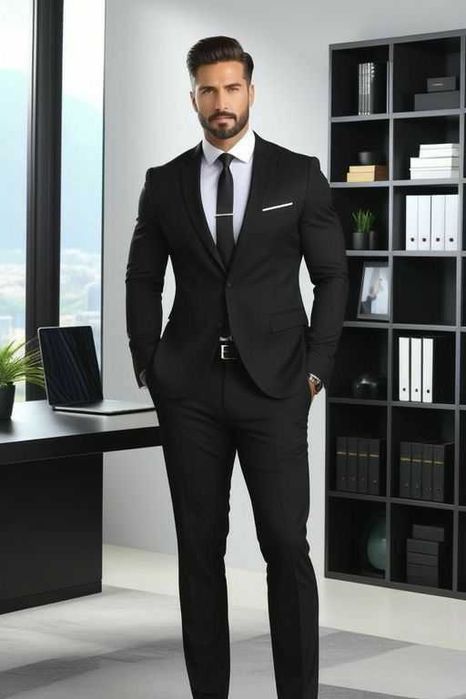 Sacou blazer slim 50 L premium Roy Robson lana super 110's negru
