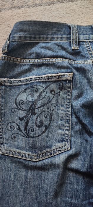 Blugi Flared Embroided Vintage Designer Italian