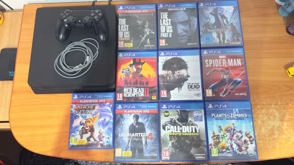Vand PS4 Slim 1TB + 10 Jocuri TOP – (SCHIMB CU PS5)