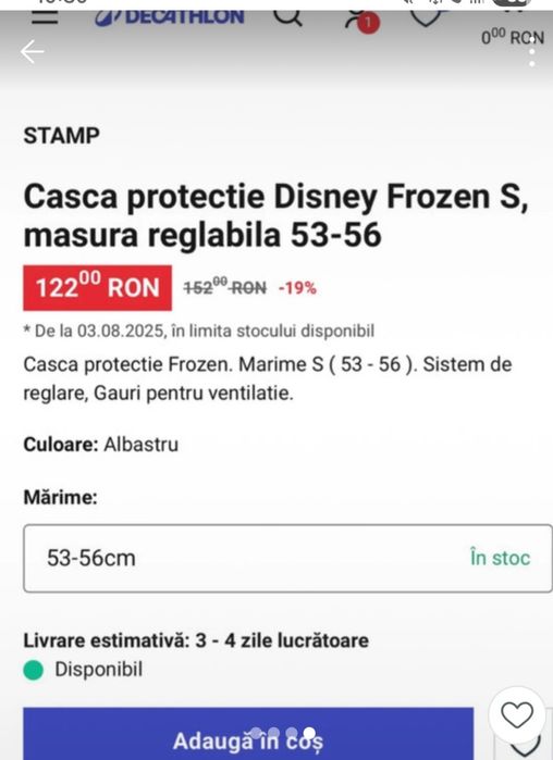 Frozen, casca protectie cap, 53-56 cm