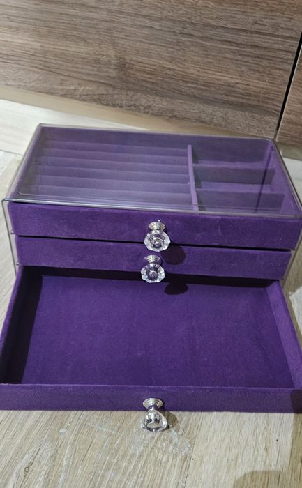 Organizator caseta cutie bijuterii aur argint inel cercei brățară