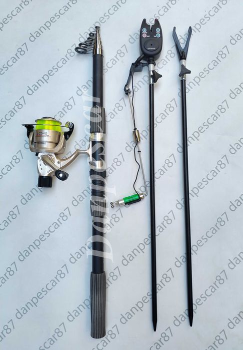 Set 4 Lansete 3m cu 4 Mulinete LC540 si fir+4 avertizori tije swingere