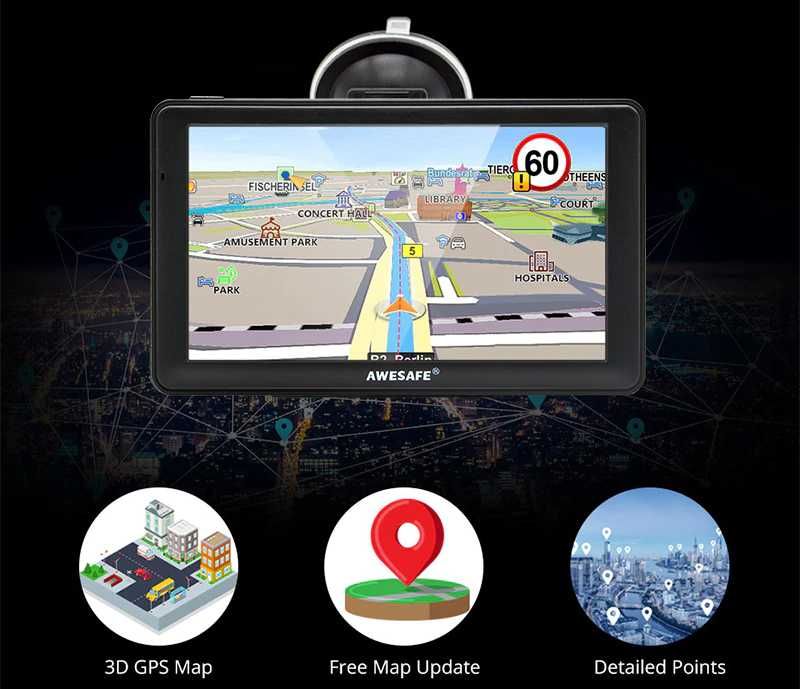 Навигация AWESAFE 7 инча 3D карта GPS Navitel Карта за камиони