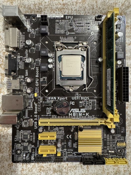 Kit Intel 1150, placa de baxa Asus H8-K, procesor G1840, 2GB DDR3