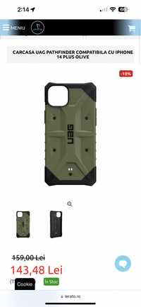 Husa/Carcasa NOUA UAG Pathfinder compatibila cu iPhone 14 Plus Olive