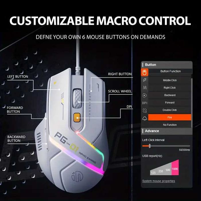 Mouse Gaming RGB 12800 DPI