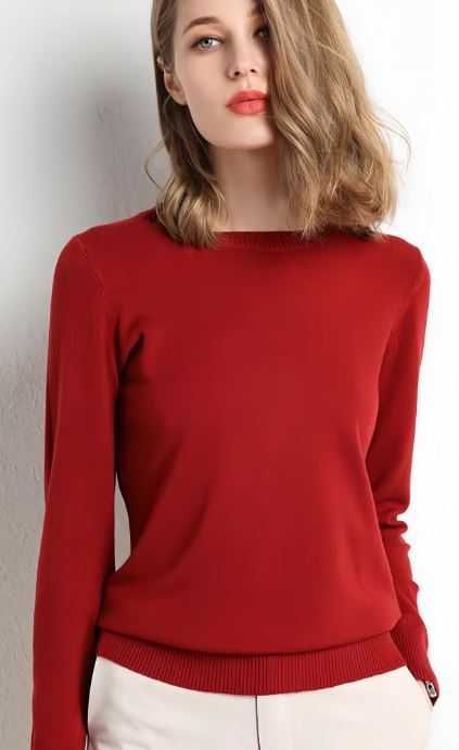 Pulover Tricotat Simplu, Rosu - 59,99 lei