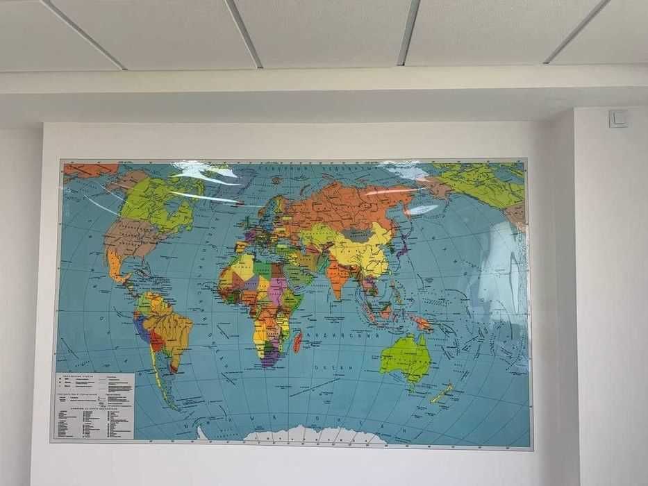Карта мира политическая 250cm x 150cm ПЭТ можно писать маркером