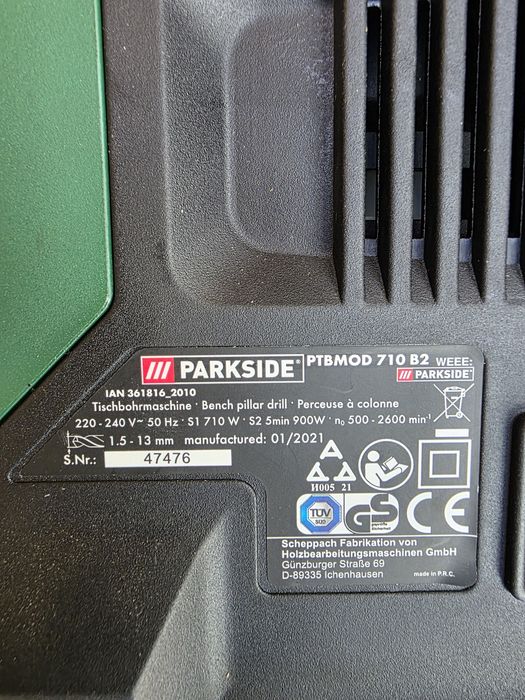 PARKSIDE настолна бормашина