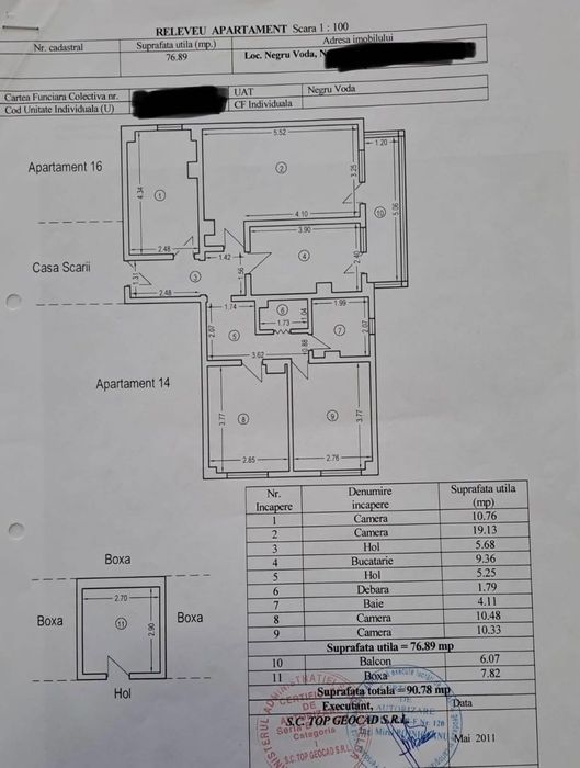 Vând apartament cu 4 camere în orașul Negru Vodă.