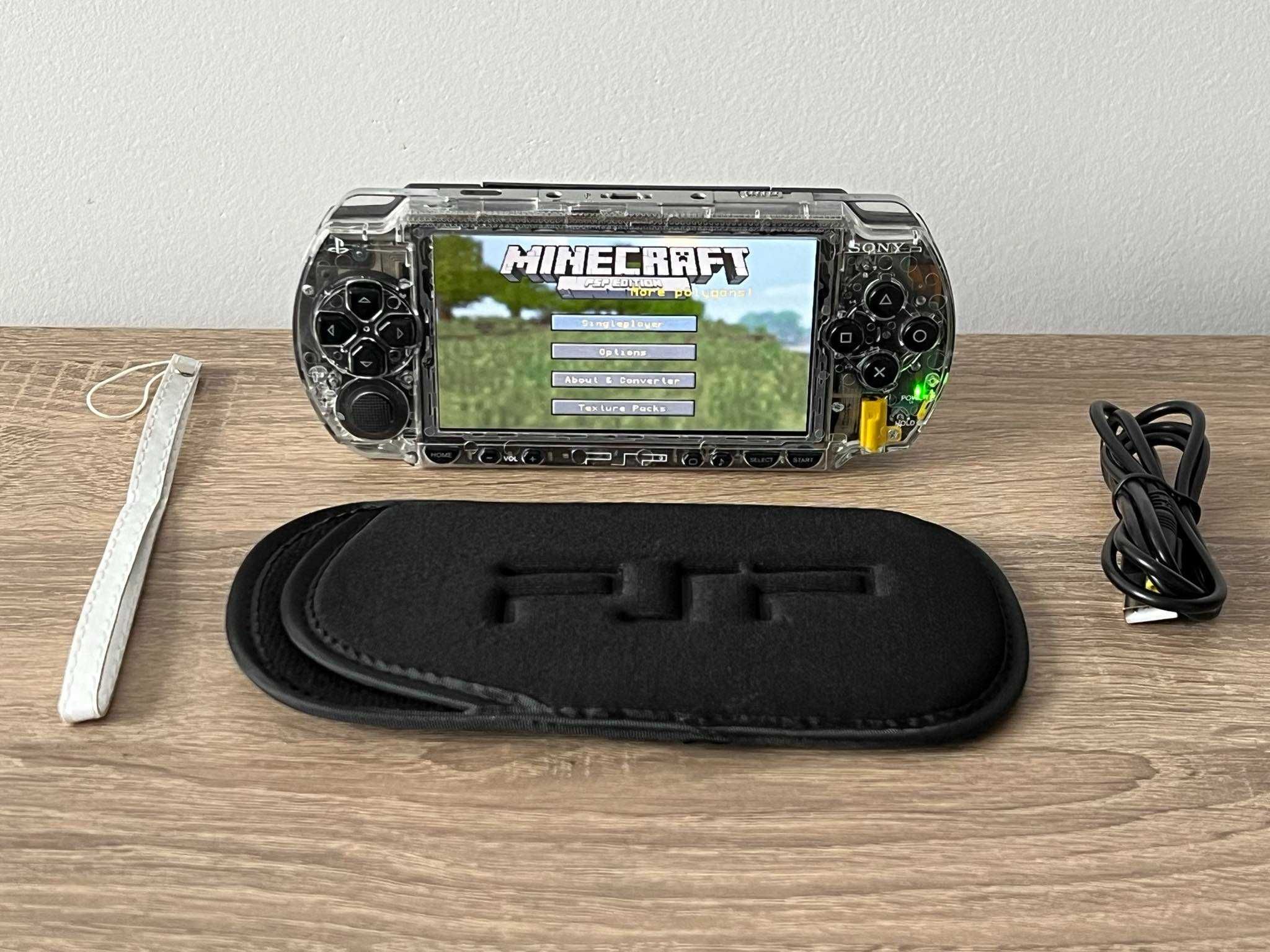 Sony PSP Playstation portabil 190 jocuri+husa Minecraft,NFS,GTA,Mario