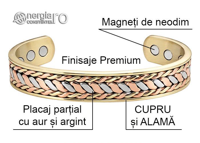 Bratara Magnetica Energetica din CUPRU si ALAMA - cod BRA064