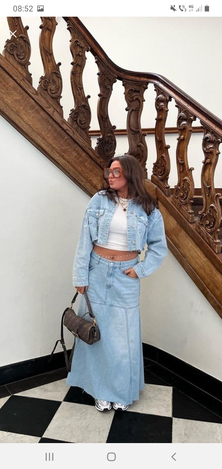 Fusta maxi denim Bershka