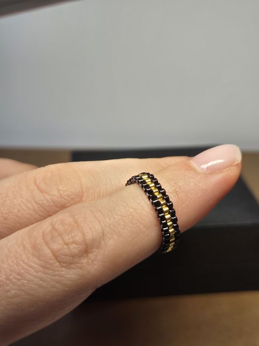 Inel handmade cusut manual cu mărgele japoneze miyuki