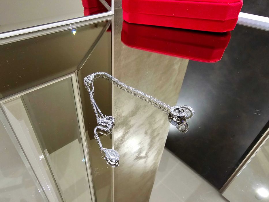 CARTIER Love White Gold Paved Diamonds Chain Дамскo Колие