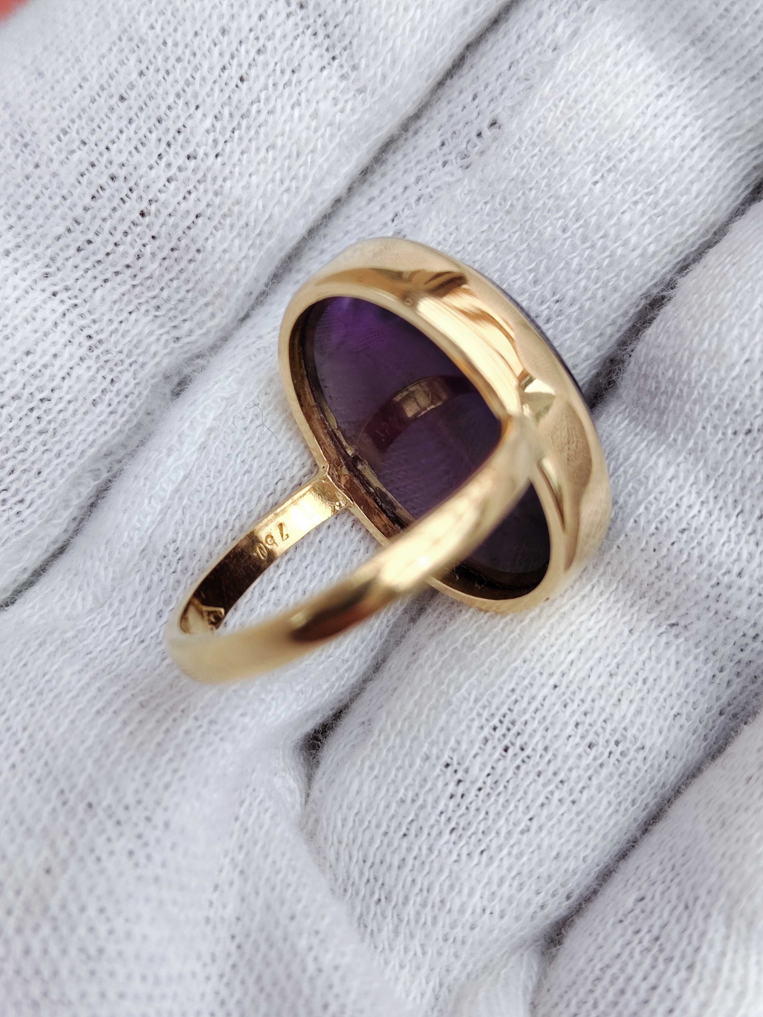 Inel Aur 18K Cu Ametist Amethyst Cabochon Unicat