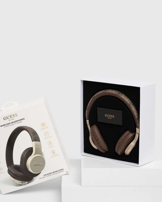 Безжични слушалки Guess, Bluetooth, 4G Script, кафяви