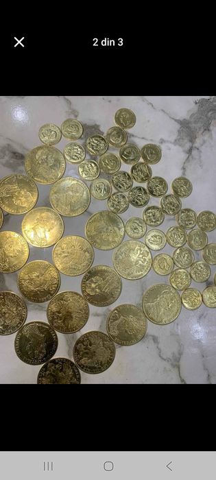 Am de vânzare monede/Galbeni Frank iosif placate cu aur, am și mici și