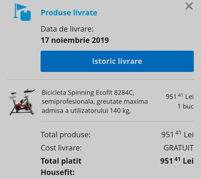 Bicicleta Spinning Ecofit 8284C, semiprofesionala, volanta 18kg