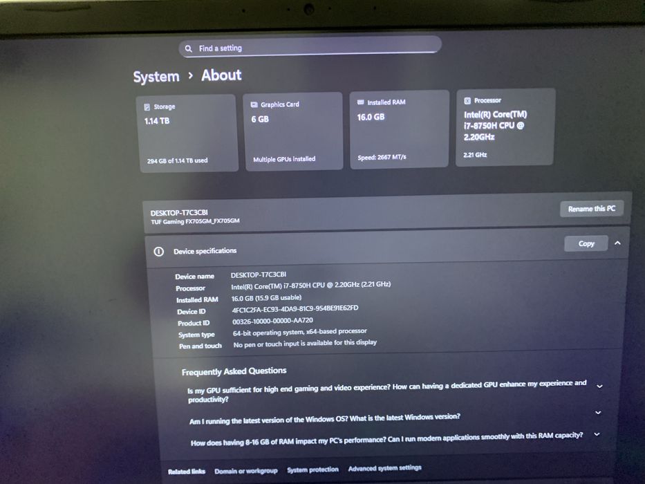 Laptop Gaming ASUS TUF FX705GM