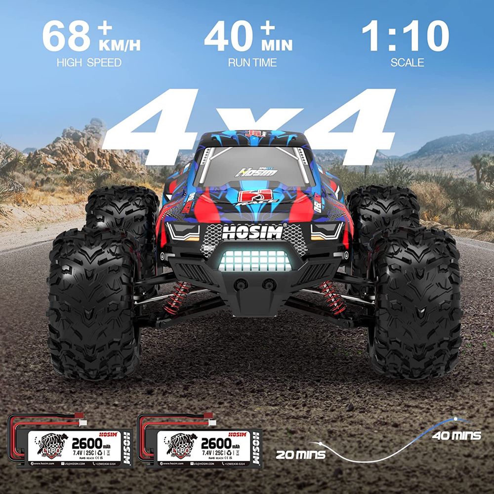 Hosim X 08 безчетков RC Cars 1:10  68+KM  4WD Off Road