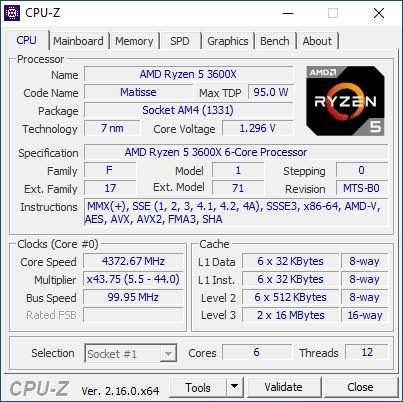 Процесор AMD Ryzen 5 3600x, цокъл AM4, TDP 95W