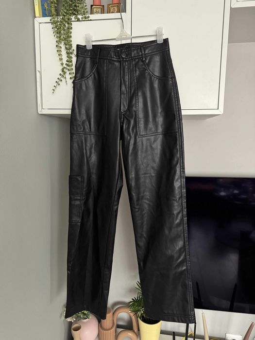 Кожен панталон ZARA черен